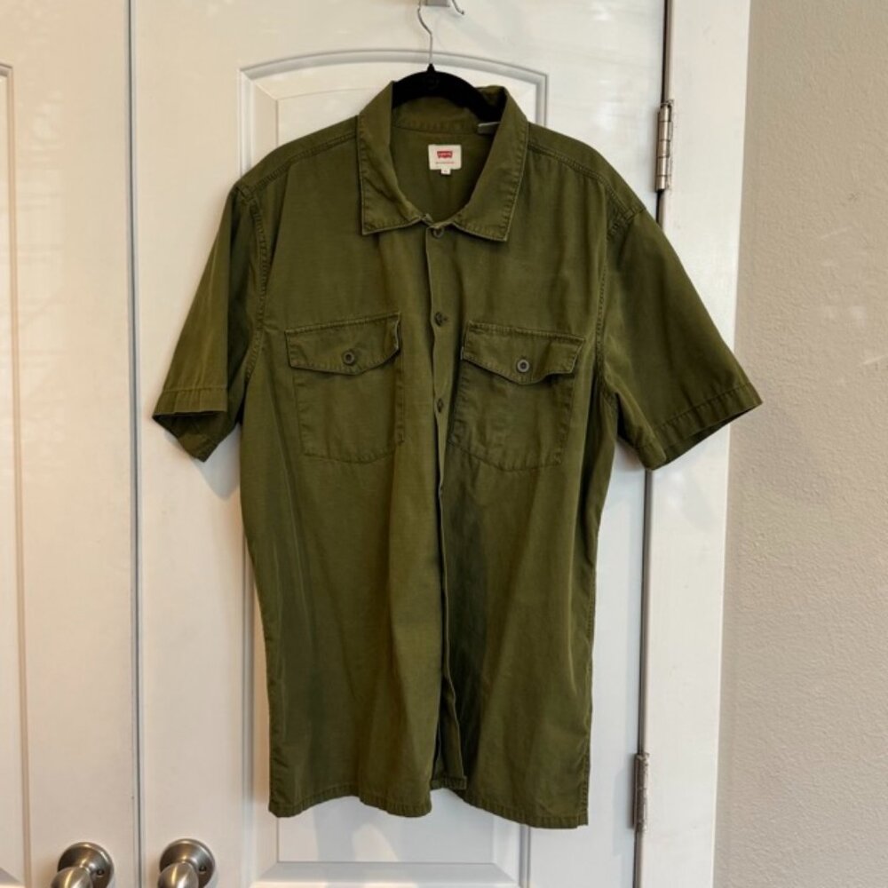 Levis Mens Army Green Ripstop Shirt Size Large